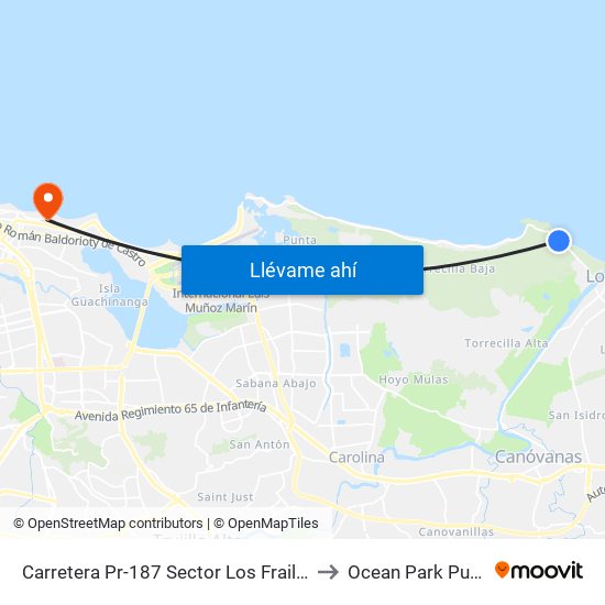 Carretera Pr-187 Sector Los Frailes Antes De Aaa to Ocean Park Puerto Rico map