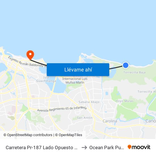 Carretera Pr-187 Lado Opuesto Kiosko 22 Enero to Ocean Park Puerto Rico map