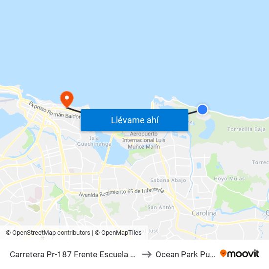 Carretera Pr-187 Frente Escuela Emiliano Figueroa to Ocean Park Puerto Rico map