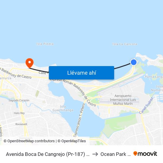 Avenida Boca De Cangrejo (Pr-187) Esquina Entrada Club Nautico to Ocean Park Puerto Rico map