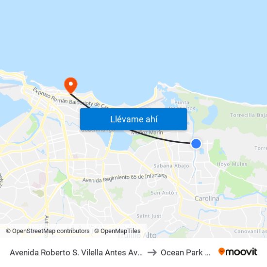 Avenida Roberto S. Vilella Antes Avenida Roberto Clemente to Ocean Park Puerto Rico map