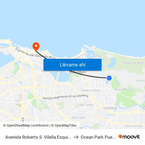 Avenida Roberto S. Vilella  Esquina Calle 312 to Ocean Park Puerto Rico map
