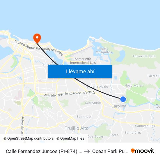 Calle Fernandez Juncos (Pr-874)  Esquina Calle 33 to Ocean Park Puerto Rico map