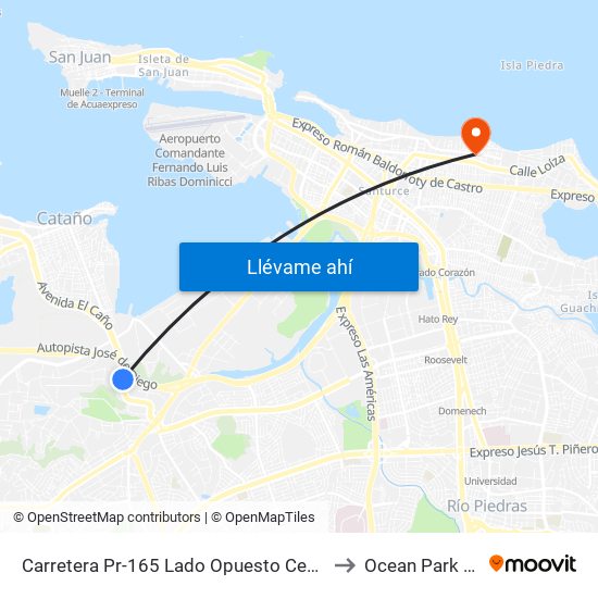 Carretera Pr-165 Lado Opuesto Centro De Distribucion Amelia to Ocean Park Puerto Rico map