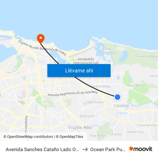 Avenida Sanches Cataño Lado Opuesto Calle 17 to Ocean Park Puerto Rico map