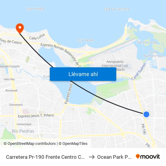 Carretera Pr-190 Frente Centro Comunal (Head Star) to Ocean Park Puerto Rico map