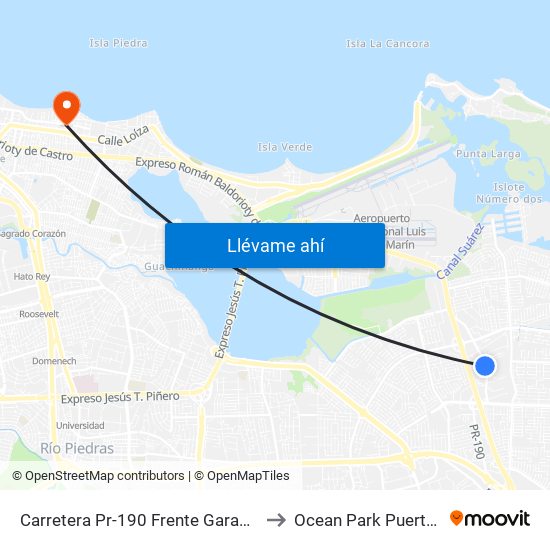 Carretera Pr-190 Frente Garage Hance to Ocean Park Puerto Rico map
