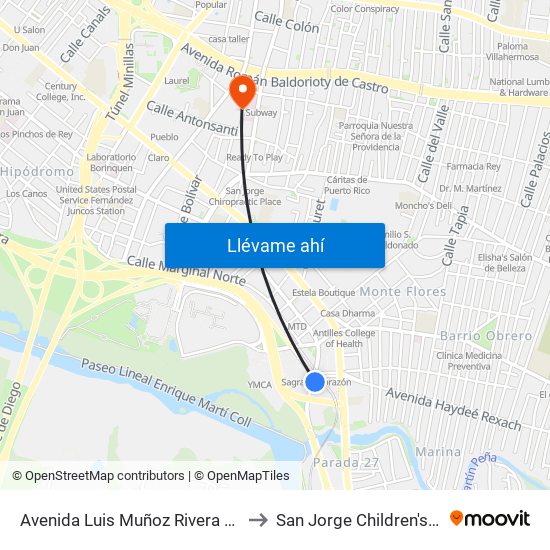 Avenida Luis Muñoz Rivera Antes Calle Haydee Rexach to San Jorge Children's & Women's Hospital map