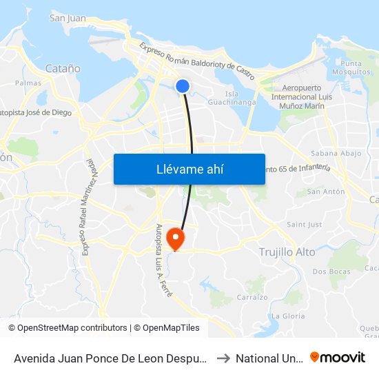 Avenida Juan Ponce De Leon Despues Lado Opuesto Avenida Haydee Rexach to National University College map