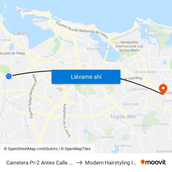 Carretera Pr-2 Antes Calle San José to Modern Hairstyling Institute map