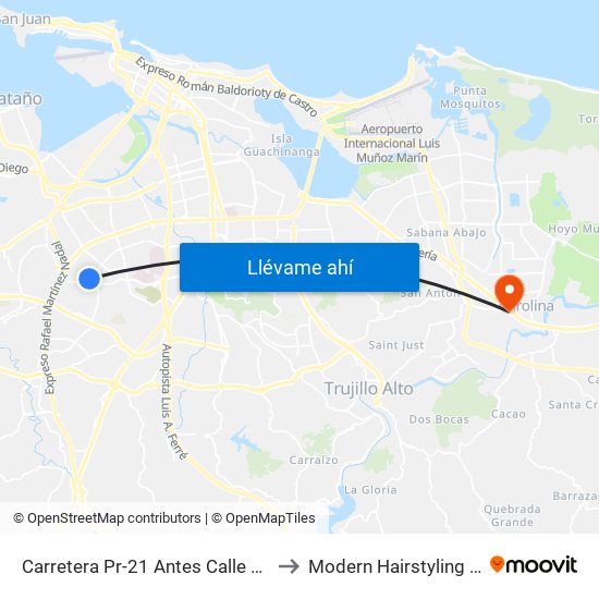Carretera Pr-21 Antes Calle San Alfonso to Modern Hairstyling Institute map