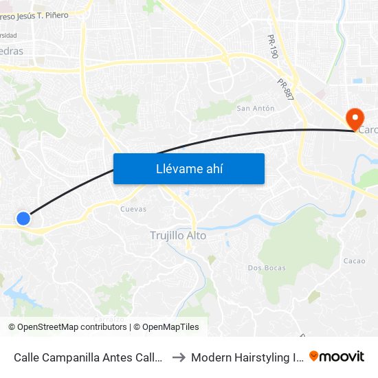 Calle Campanilla Antes Calle Ceciliana to Modern Hairstyling Institute map
