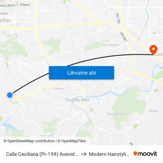 Calle Ceciliana (Pr-199) Avenida Felisa R. Gautier to Modern Hairstyling Institute map