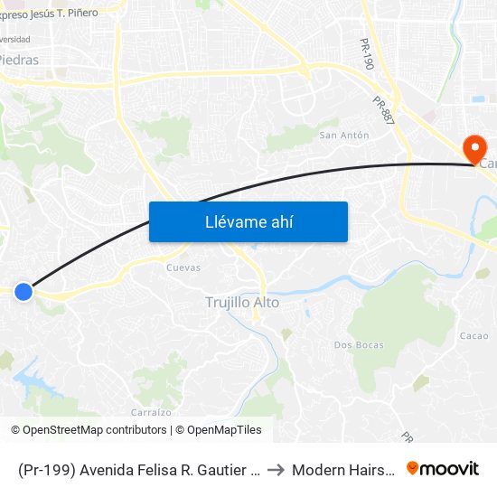 (Pr-199) Avenida Felisa R. Gautier Esquina Calle Juan D. Lefebre to Modern Hairstyling Institute map