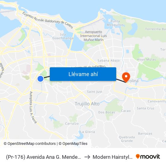 (Pr-176) Avenida Ana G. Mendez Despues Calle Rhin to Modern Hairstyling Institute map
