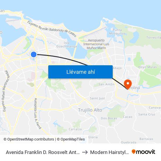 Avenida Franklin D. Roosvelt Antes Calle Las America to Modern Hairstyling Institute map