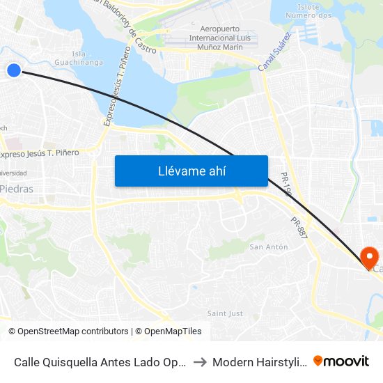 Calle Quisquella Antes Lado Opuesto Calle America to Modern Hairstyling Institute map