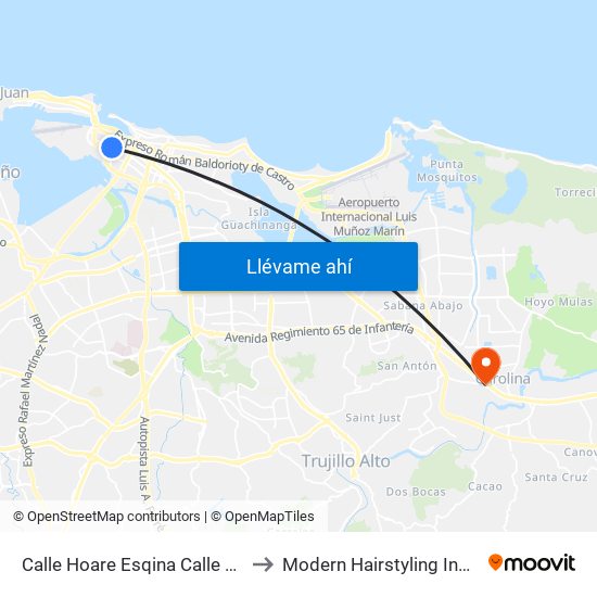 Calle Hoare Esqina Calle Aurora to Modern Hairstyling Institute map
