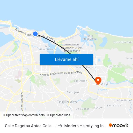 Calle Degetau Antes Calle Corona to Modern Hairstyling Institute map
