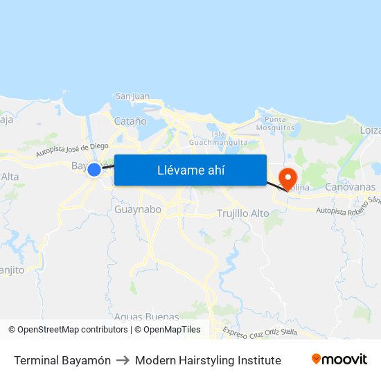 Terminal Bayamón to Modern Hairstyling Institute map