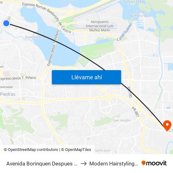 Avenida Borinquen Despues Calle Cortijo to Modern Hairstyling Institute map