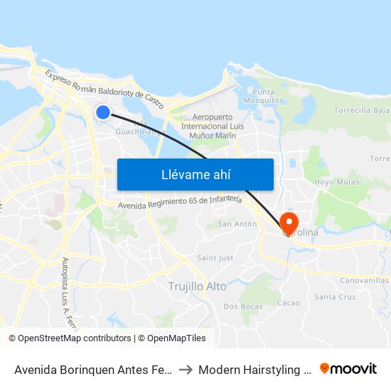 Avenida Borinquen Antes Felipe Goyco to Modern Hairstyling Institute map