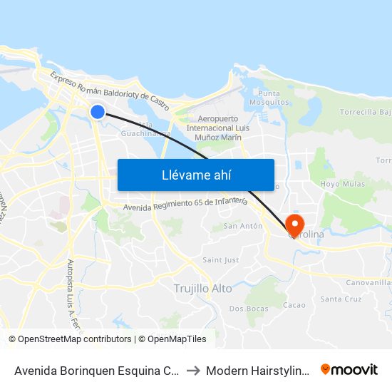 Avenida Borinquen Esquina Calle Quinones to Modern Hairstyling Institute map