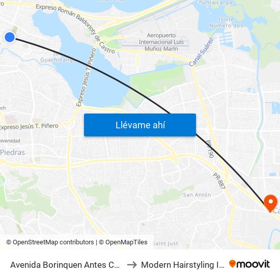 Avenida Borinquen Antes Calle Cortijo to Modern Hairstyling Institute map
