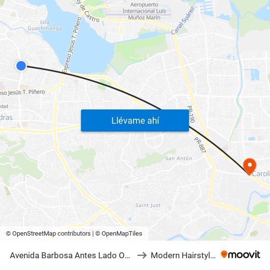 Avenida Barbosa Antes Lado Opuesto Calle Carolina to Modern Hairstyling Institute map