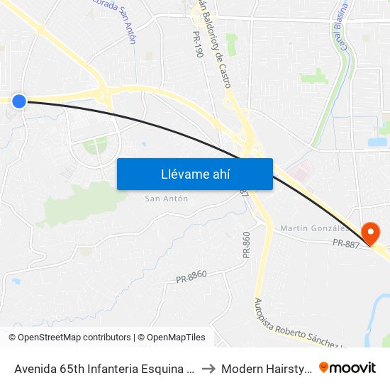 Avenida 65th Infanteria Esquina Carretera 849 (Pr-849) to Modern Hairstyling Institute map