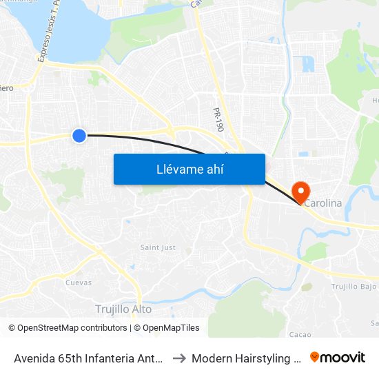 Avenida 65th Infanteria Antes Calle 31 to Modern Hairstyling Institute map