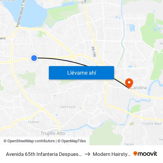 Avenida 65th Infanteria Despues Avenida Simón Madera to Modern Hairstyling Institute map