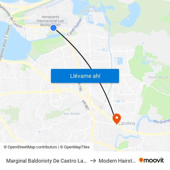 Marginal Baldorioty De Castro Lado Opuesto Calle Joaquina to Modern Hairstyling Institute map