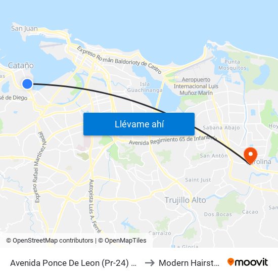 Avenida Ponce De Leon (Pr-24) Antes Calle Munoz Rivera to Modern Hairstyling Institute map