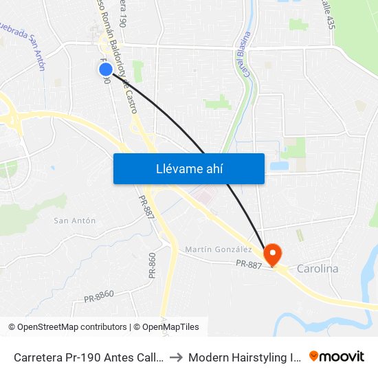 Carretera Pr-190 Antes Calle Bultron to Modern Hairstyling Institute map