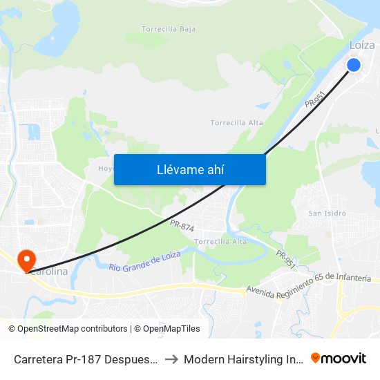 Carretera Pr-187 Despues Pr-951 to Modern Hairstyling Institute map