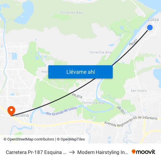 Carretera Pr-187 Esquina Pr-951 to Modern Hairstyling Institute map