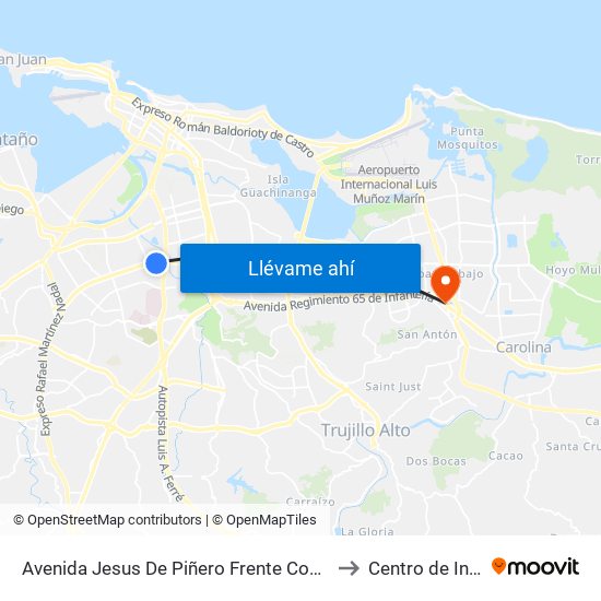 Avenida Jesus De Piñero Frente Condominio Las América to Centro de Inspección map