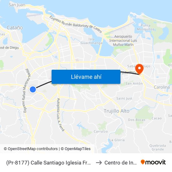 (Pr-8177) Calle Santiago Iglesia Frente Sector Yambele to Centro de Inspección map