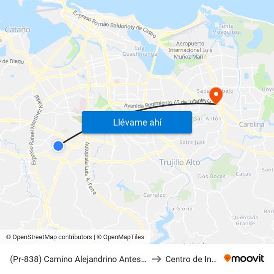 (Pr-838) Camino Alejandrino Antes Calle Maria Teresa to Centro de Inspección map