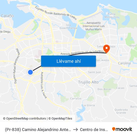 (Pr-838) Camino Alejandrino Antes Calle Nogal to Centro de Inspección map