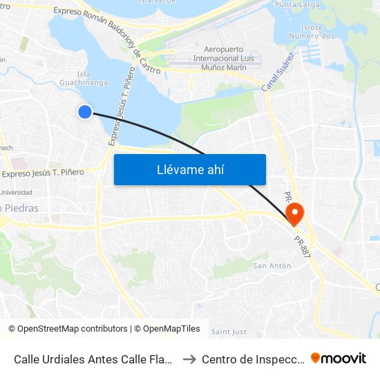 Calle Urdiales Antes Calle Flandes to Centro de Inspección map