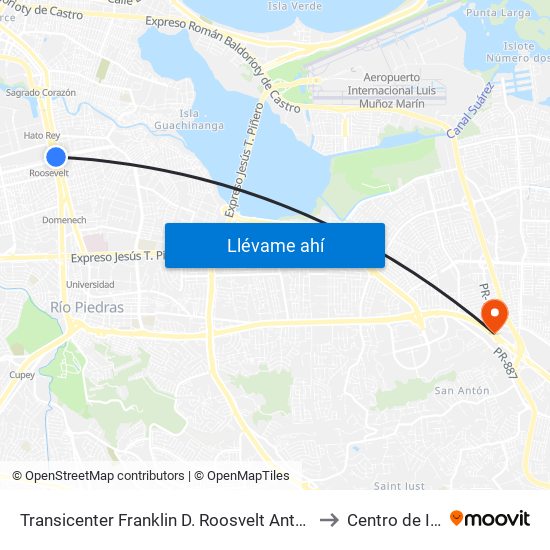 Transicenter Franklin D. Roosvelt Antes Avenida Luis Muñoz Rivera to Centro de Inspección map