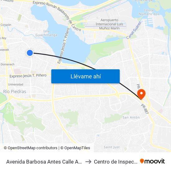Avenida Barbosa Antes Calle America to Centro de Inspección map
