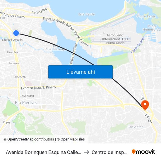 Avenida Borinquen Esquina Calle Quinones to Centro de Inspección map