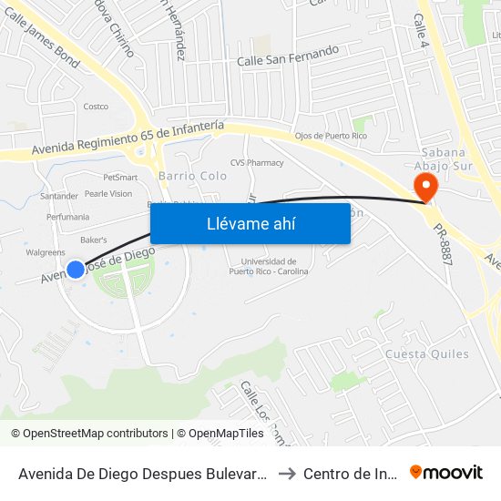 Avenida De Diego Despues Bulevard De La Media Luna to Centro de Inspección map