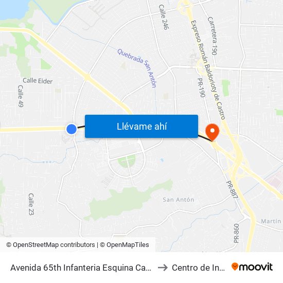 Avenida 65th Infanteria Esquina Carretera 849 (Pr-849) to Centro de Inspección map