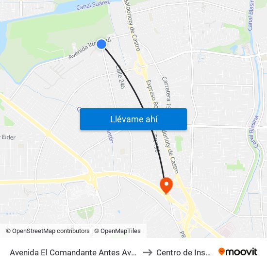 Avenida El Comandante Antes Avenida Iturregui to Centro de Inspección map
