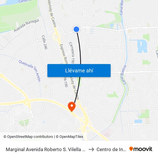 Marginal Avenida Roberto S. Vilella Esquina Calle Castilla to Centro de Inspección map