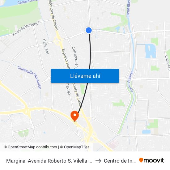 Marginal Avenida Roberto S. Vilella Despues Calle Galicia to Centro de Inspección map